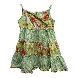 Blueberi Boulevard Girls 3T Tiered Floral Sundress Green Orange Yellow 🌟